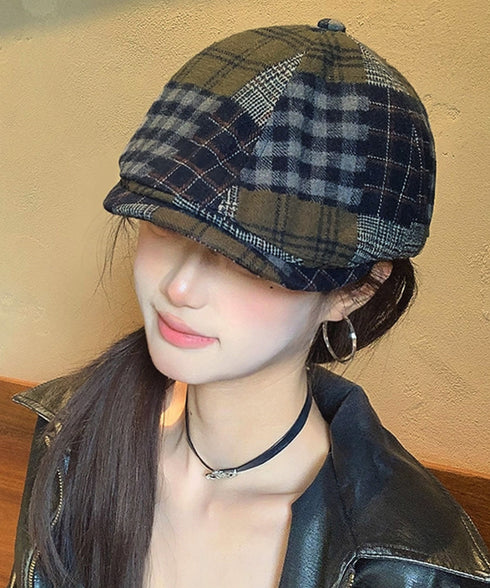 ベレー帽 レディース チェック柄 春秋冬 キャスケット帽 ベレーキャップ 防寒帽子 トレンド感 丸み 小顔 可愛い おしゃれ カジュアル アウトドア 99MHMY-026