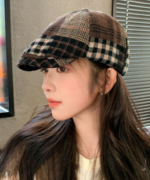 ベレー帽 レディース チェック柄 春秋冬 キャスケット帽 ベレーキャップ 防寒帽子 トレンド感 丸み 小顔 可愛い おしゃれ カジュアル アウトドア 99MHMY-026