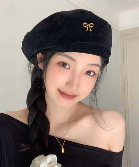 ベレー帽 レディース帽子 合金飾りレトロ ベレーキャップ 防寒帽子 暖かい 小顔 おしゃれ カジュアル シンプル 大人 トレンド感 可愛い 人気 99MHMY-027
