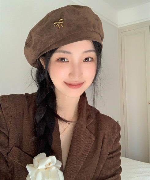 ベレー帽 レディース帽子 合金飾りレトロ ベレーキャップ 防寒帽子 暖かい 小顔 おしゃれ カジュアル シンプル 大人 トレンド感 可愛い 人気 99MHMY-027