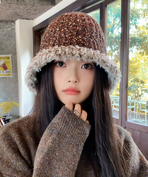 ニット バケットハット 暖かい帽子 秋冬 レディース帽子 ふわふわ 小顔 カジュアル シンプル 大人可愛い おしゃれ 折りたたみ 防寒グッズ 旅行アウトドア 99MHMY-028