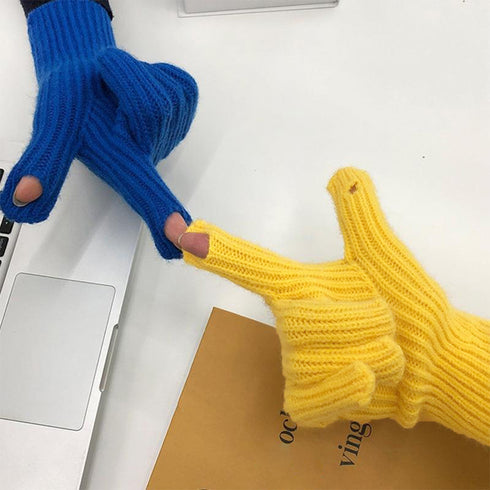 ホールタッチ ニットグローブ 全9色 レディース ニット手袋 リブ編み 5本指タイプ スマホ操作 オルチャン シンプル 無地 お洒落 防寒性 可愛い 99MMFZ-016