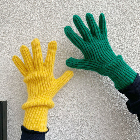 ホールタッチ ニットグローブ 全9色 レディース ニット手袋 リブ編み 5本指タイプ スマホ操作 オルチャン シンプル 無地 お洒落 防寒性 可愛い 99MMFZ-016