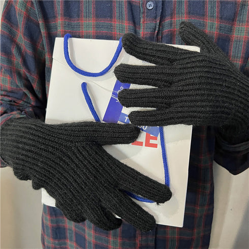 ホールタッチ ニットグローブ 全9色 レディース ニット手袋 リブ編み 5本指タイプ スマホ操作 オルチャン シンプル 無地 お洒落 防寒性 可愛い 99MMFZ-016