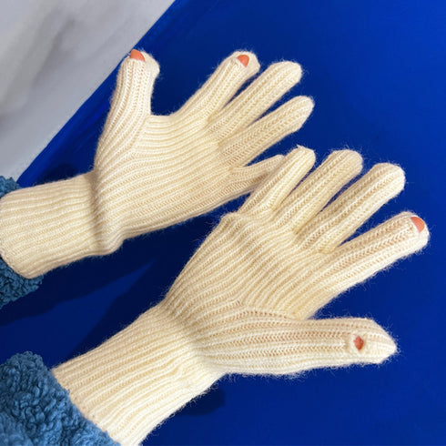 ホールタッチ ニットグローブ 全9色 レディース ニット手袋 リブ編み 5本指タイプ スマホ操作 オルチャン シンプル 無地 お洒落 防寒性 可愛い 99MMFZ-016