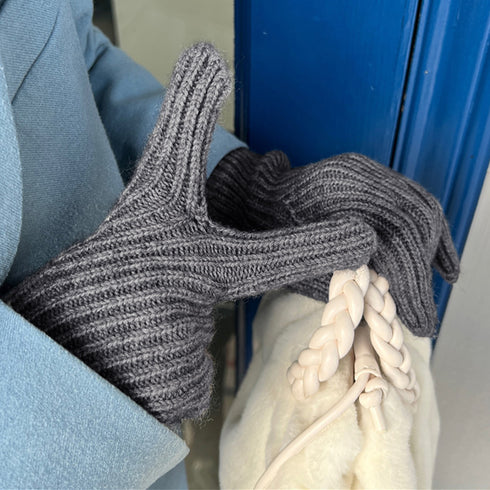 ホールタッチ ニットグローブ 全9色 レディース ニット手袋 リブ編み 5本指タイプ スマホ操作 オルチャン シンプル 無地 お洒落 防寒性 可愛い 99MMFZ-016