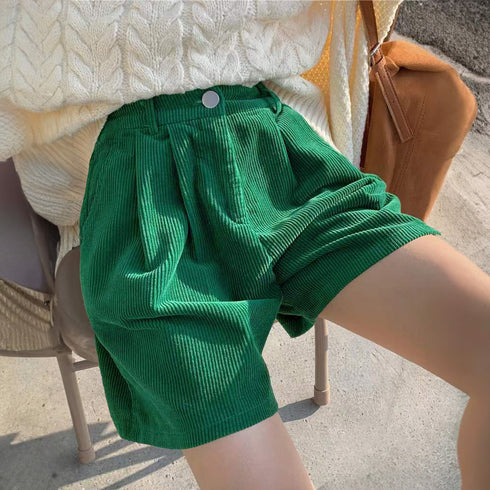 コーデュロイ ショートパンツ レディース 美脚パンツ ホットパンツ ミニ丈パンツ ハイウエスト Aライン 脚長 ベーシック おしゃれ カジュアル 着やせ 秋冬 99MMFZ-017