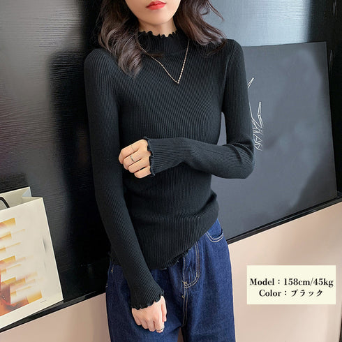 ニットセーター レディース 長袖 10色 レディース プチハイネック 無地 柔らかい 韓国風 カジュアル オフィス 通勤通学 シンプル 春秋冬 フェミニン 99MMFZ-020