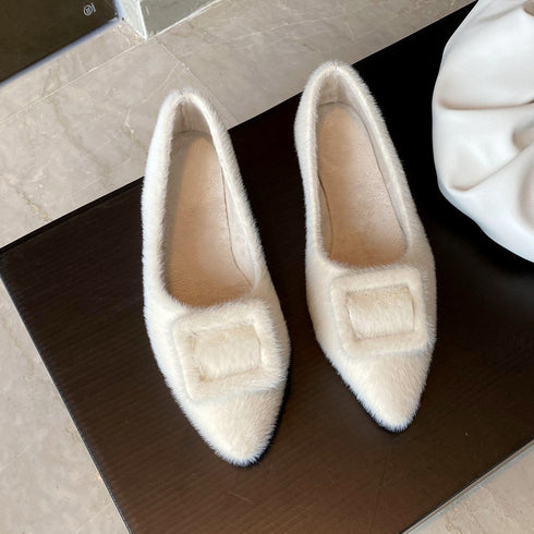 パンプス レディース 靴 シューズ パンプス レディース 靴 シューズ 浅口 綿毛 ぺたんこ靴 もこもこ温かい 大人 通勤 99MOXC-122