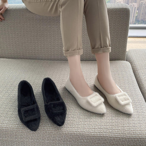 パンプス レディース 靴 シューズ パンプス レディース 靴 シューズ 浅口 綿毛 ぺたんこ靴 もこもこ温かい 大人 通勤 99MOXC-122