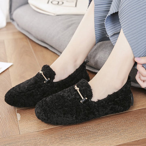 パンプス モカシン 冬靴 裏起毛 パンプス モカシン 冬靴 裏起毛 シューズ 靴 もこもこ 無地 可愛い ファー あったかい 痛くない 99MOXC-125