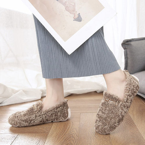 パンプス モカシン 冬靴 裏起毛 パンプス モカシン 冬靴 裏起毛 シューズ 靴 もこもこ 無地 可愛い ファー あったかい 痛くない 99MOXC-125