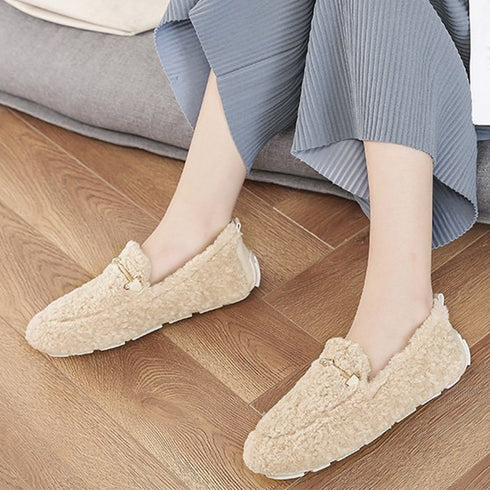パンプス モカシン 冬靴 裏起毛 パンプス モカシン 冬靴 裏起毛 シューズ 靴 もこもこ 無地 可愛い ファー あったかい 痛くない 99MOXC-125