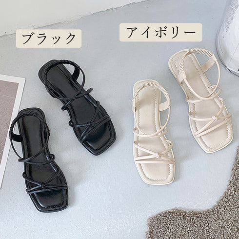 ストラップサンダル レディース 夏 美脚 細めストラップ スクエアトゥ ローヒール 痛くない 歩きやすい 美脚 通勤 オルチャン おしゃれ カジュアル 人気 99MOXC-179