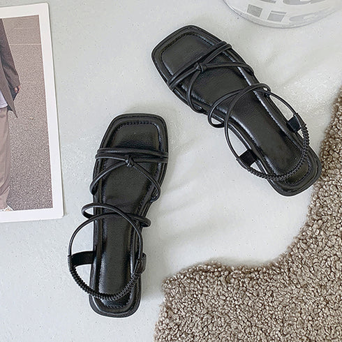 ストラップサンダル レディース 夏 美脚 細めストラップ スクエアトゥ ローヒール 痛くない 歩きやすい 美脚 通勤 オルチャン おしゃれ カジュアル 人気 99MOXC-179