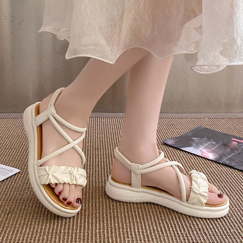 厚底サンダル ストラップ 美脚 韓国 夏 レディース ベルトサンダル スポーツサンダル ゴム 履きやすい 歩きやすい カジュアル お洒落 大人 可愛い 海 旅行 99MOXC-190