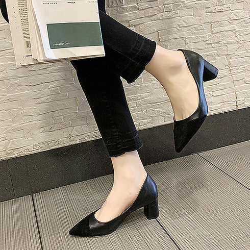 太ヒールパンプス 通勤 PUスエード レディース ポインテッドトゥ 履きやすい きれいめ カジュアル 疲れにくい チャンキーヒール 大人 OL オフィス 99MOXC-192