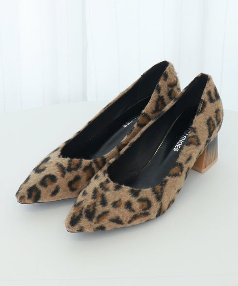 走れるパンプス レオパード柄 太ヒール レディースシューズ ポインテッドトゥ ローヒール チャンキーヒール 痛くない コンフォート フェミニン きれいめ 99MOXC-193