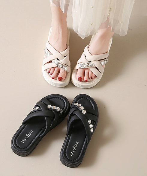 厚底サンダル ラインストーン レディース クロスベルト ボリュームソール 美脚 コンフォート 履きやすい 疲れない カジュアル 大人 可愛い靴 海 旅行 夏 99MOXC-194