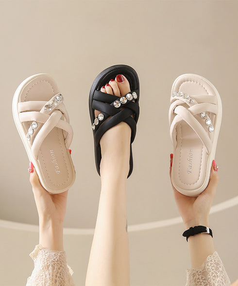 厚底サンダル ラインストーン レディース クロスベルト ボリュームソール 美脚 コンフォート 履きやすい 疲れない カジュアル 大人 可愛い靴 海 旅行 夏 99MOXC-194