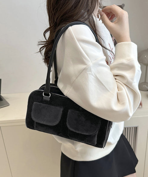 ショルダーバッグ ハンドバッグスエード調 レディース 肩掛けカバン 無地バッグ ポケット付き 大人 おしゃれ レトロ シンプル 韓国風 99MSXB-003