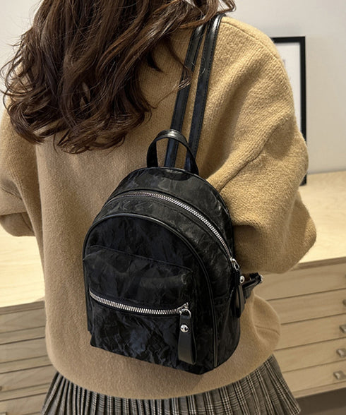 ミニリュックサック コンパクトバッグ 黒 レディース マーブル柄 ラウンド型リュック フェイクレザー 軽量 シンプル カジュアル きれいめ おしゃれ 旅行かばん 99MSXB-004