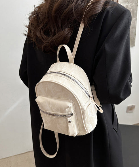 ミニリュックサック コンパクトバッグ 黒 レディース マーブル柄 ラウンド型リュック フェイクレザー 軽量 シンプル カジュアル きれいめ おしゃれ 旅行かばん 99MSXB-004