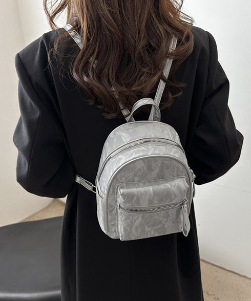 ミニリュックサック コンパクトバッグ 黒 レディース マーブル柄 ラウンド型リュック フェイクレザー 軽量 シンプル カジュアル きれいめ おしゃれ 旅行かばん 99MSXB-004