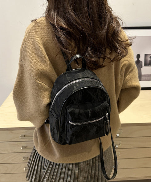 ミニリュックサック コンパクトバッグ 黒 レディース マーブル柄 ラウンド型リュック フェイクレザー 軽量 シンプル カジュアル きれいめ おしゃれ 旅行かばん 99MSXB-004