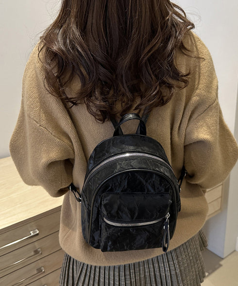 ミニリュックサック コンパクトバッグ 黒 レディース マーブル柄 ラウンド型リュック フェイクレザー 軽量 シンプル カジュアル きれいめ おしゃれ 旅行かばん 99MSXB-004