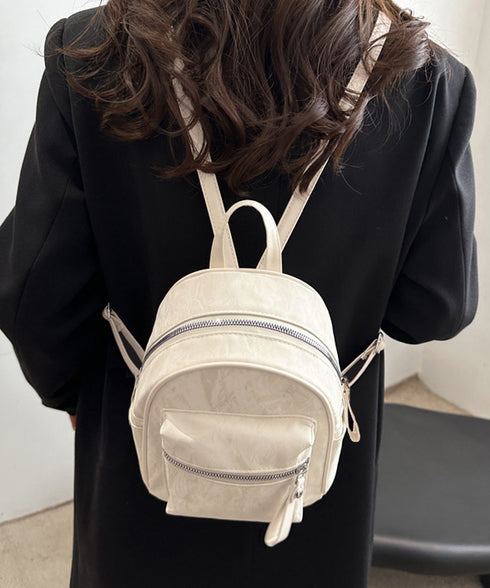 ミニリュックサック コンパクトバッグ 黒 レディース マーブル柄 ラウンド型リュック フェイクレザー 軽量 シンプル カジュアル きれいめ おしゃれ 旅行かばん 99MSXB-004