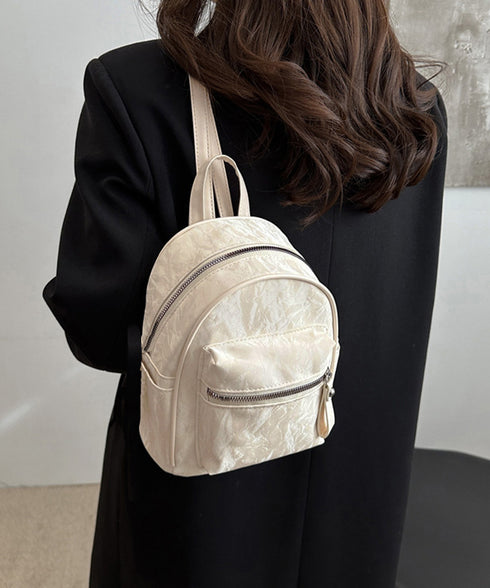 ミニリュックサック コンパクトバッグ 黒 レディース マーブル柄 ラウンド型リュック フェイクレザー 軽量 シンプル カジュアル きれいめ おしゃれ 旅行かばん 99MSXB-004