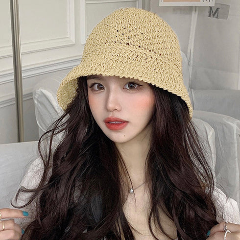 麦わら帽子 ストローハット 韓国 春夏 レディース バケットハット 紫外線対策 日焼け対策 日よけ 折りたたみ ナチュラル 小顔 夏海 アウトドア おしゃれ 99MXFS-002