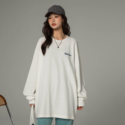 英字ロゴスウェット レディース 韓国 長袖Tシャツ カットソー プルオーバー ゆったり カジュアル おしゃれ ロング丈 着やせ オルチャン ルームウェア 99MYMY-004
