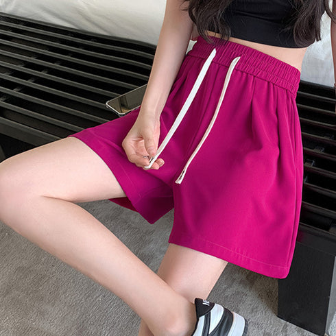 ワイドパンツ カラー短パン 韓国 9色 レディース ショートパンツ ハーフパンツ ウエストゴム Aライン おしゃれ カジュアル 着やせ ゆったり 部屋着 夏 99NDG-001