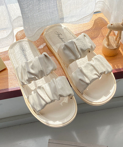 スリッパサンダル レディース ギャザー フラットシューズ かかとなし おしゃれ 履きやすい 疲れない カジュアル オルチャン 大人 可愛い 海旅行 99QGXY-001