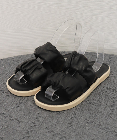 スリッパサンダル レディース ギャザー フラットシューズ かかとなし おしゃれ 履きやすい 疲れない カジュアル オルチャン 大人 可愛い 海旅行 99QGXY-001