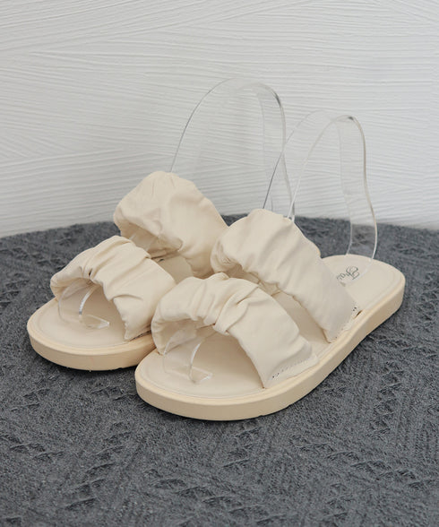 スリッパサンダル レディース ギャザー フラットシューズ かかとなし おしゃれ 履きやすい 疲れない カジュアル オルチャン 大人 可愛い 海旅行 99QGXY-001