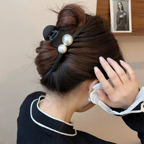 バンスクリップ ヘアクリップ 韓国風 ヘアアクセサリー レディース 髪留め フェイクパール ヘアアレンジ オルチャン 大人可愛い ヘアスタイル 99QNSP-003