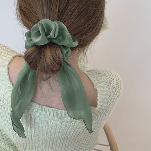 シュシュ 透け感サテン ヘアゴム 韓国風 レディース ヘアアクセサリー ヘアバンド ヘアアレンジ 無地 蝶結び 髪留め髪飾り オルチャン おしゃれ 大人可愛い雑貨 99QNSP-004