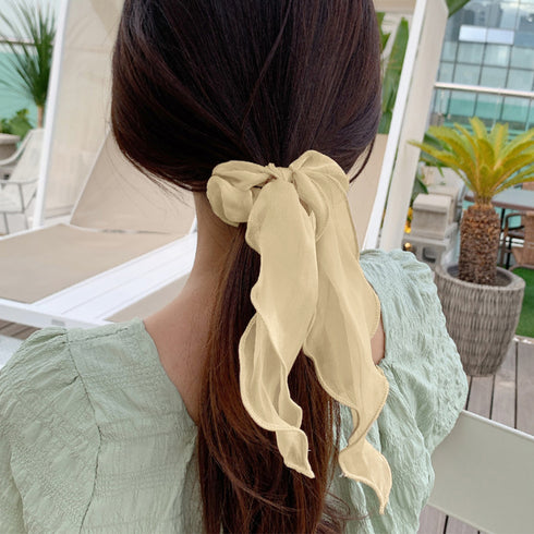 シュシュ 透け感サテン ヘアゴム 韓国風 レディース ヘアアクセサリー ヘアバンド ヘアアレンジ 無地 蝶結び 髪留め髪飾り オルチャン おしゃれ 大人可愛い雑貨 99QNSP-004