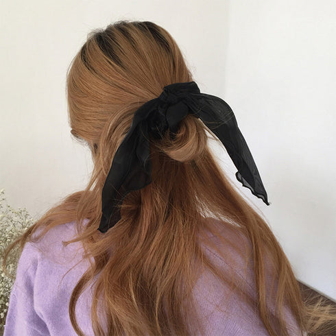 シュシュ 透け感サテン ヘアゴム 韓国風 レディース ヘアアクセサリー ヘアバンド ヘアアレンジ 無地 蝶結び 髪留め髪飾り オルチャン おしゃれ 大人可愛い雑貨 99QNSP-004