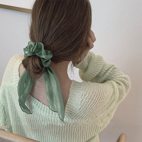 シュシュ 透け感サテン ヘアゴム 韓国風 レディース ヘアアクセサリー ヘアバンド ヘアアレンジ 無地 蝶結び 髪留め髪飾り オルチャン おしゃれ 大人可愛い雑貨 99QNSP-004