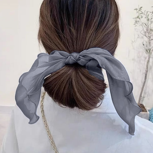 シュシュ 透け感サテン ヘアゴム 韓国風 レディース ヘアアクセサリー ヘアバンド ヘアアレンジ 無地 蝶結び 髪留め髪飾り オルチャン おしゃれ 大人可愛い雑貨 99QNSP-004