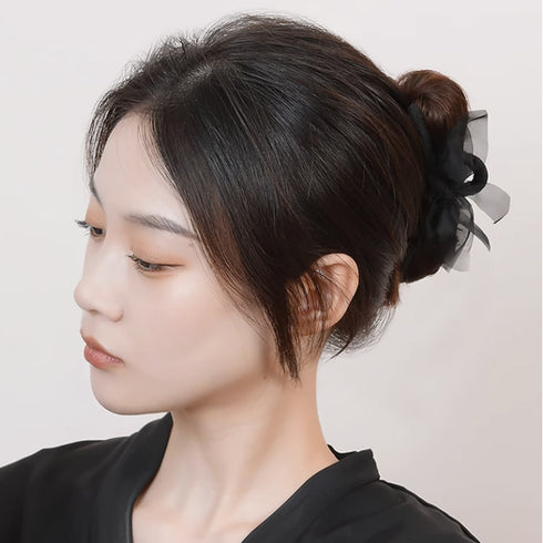 バンスクリップ 髪飾り オーガンジー 黒 レディース ヘアクリップ ヘアアクセサリー 大人 まとめ髪 お洒落 オフィス雑貨 結婚式 演奏会 可愛い 女子会 髪留め 99QNSP-008