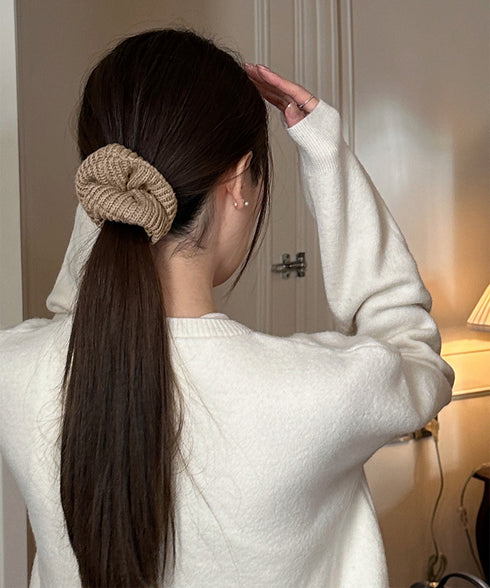 シュシュ 編み 秋冬 ニットヘアゴム レディース ヘアアレンジ 簡単髪留め 髪飾り まとめ髪 お団子 シンプル お洒落 フェミニン 大人 可愛い 女子会 99QNSP-011