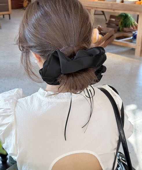 シュシュ サテンリボン ヘアゴム 無地 レディース まとめ髪 ヘアアレンジ 簡単髪留め オルチャン おしゃれ 大人 可愛い プレゼント 女子会 パーティー 99QNSP-013