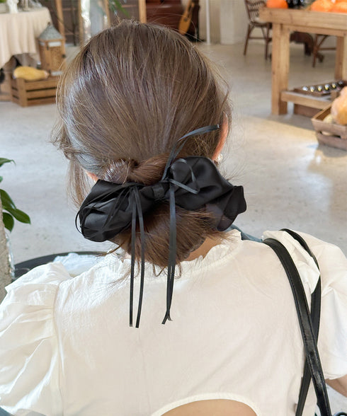 シュシュ サテンリボン ヘアゴム 無地 レディース まとめ髪 ヘアアレンジ 簡単髪留め オルチャン おしゃれ 大人 可愛い プレゼント 女子会 パーティー 99QNSP-013