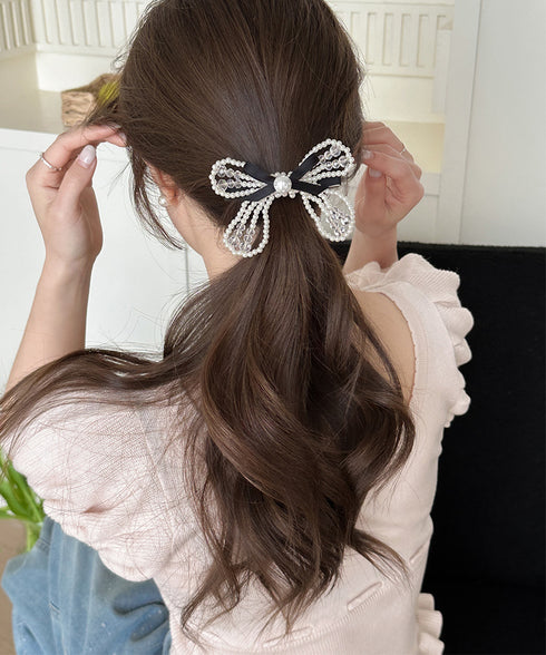 シュシュ クリップ パール 蝶結び レディース ヘアアクセサリー ヘアアレンジ 髪留め オルチャン おしゃれ 大人 可愛い プレゼント 女子会 パーティー 99QNSP-014