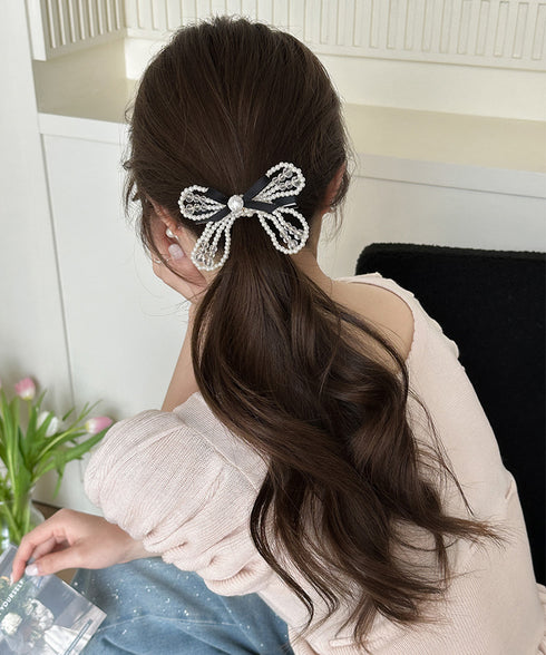 シュシュ クリップ パール 蝶結び レディース ヘアアクセサリー ヘアアレンジ 髪留め オルチャン おしゃれ 大人 可愛い プレゼント 女子会 パーティー 99QNSP-014